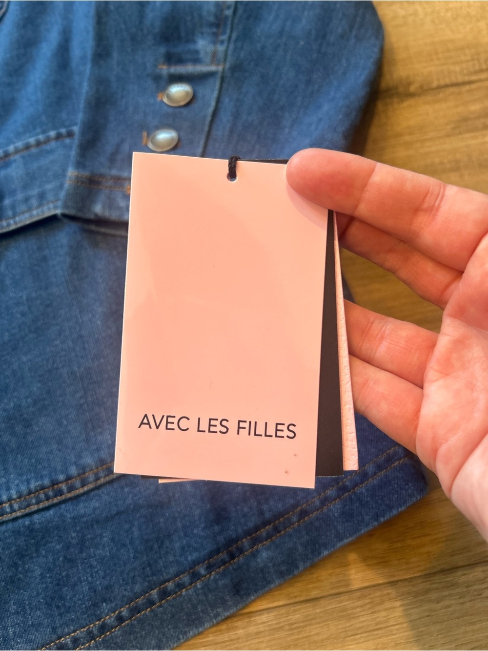 Avec les Filles Medium Blue Denim Relaxed Barn Chore Jacket Corduroy Collar 2X - Picture 8 of 8